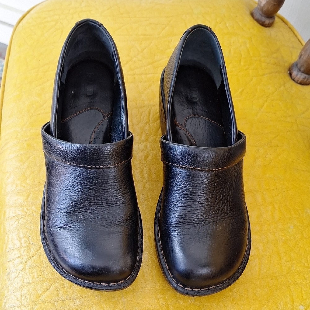 Born Black Leather Slip-On Shoes